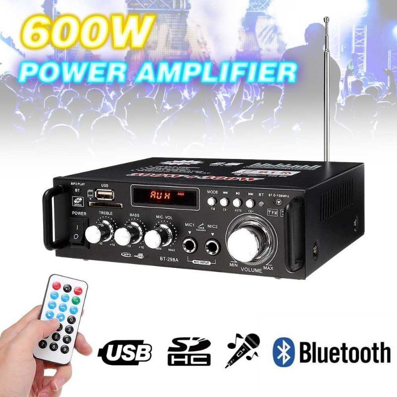 Amplifier mini bluetooth karaoke FM 600W - BT-298A