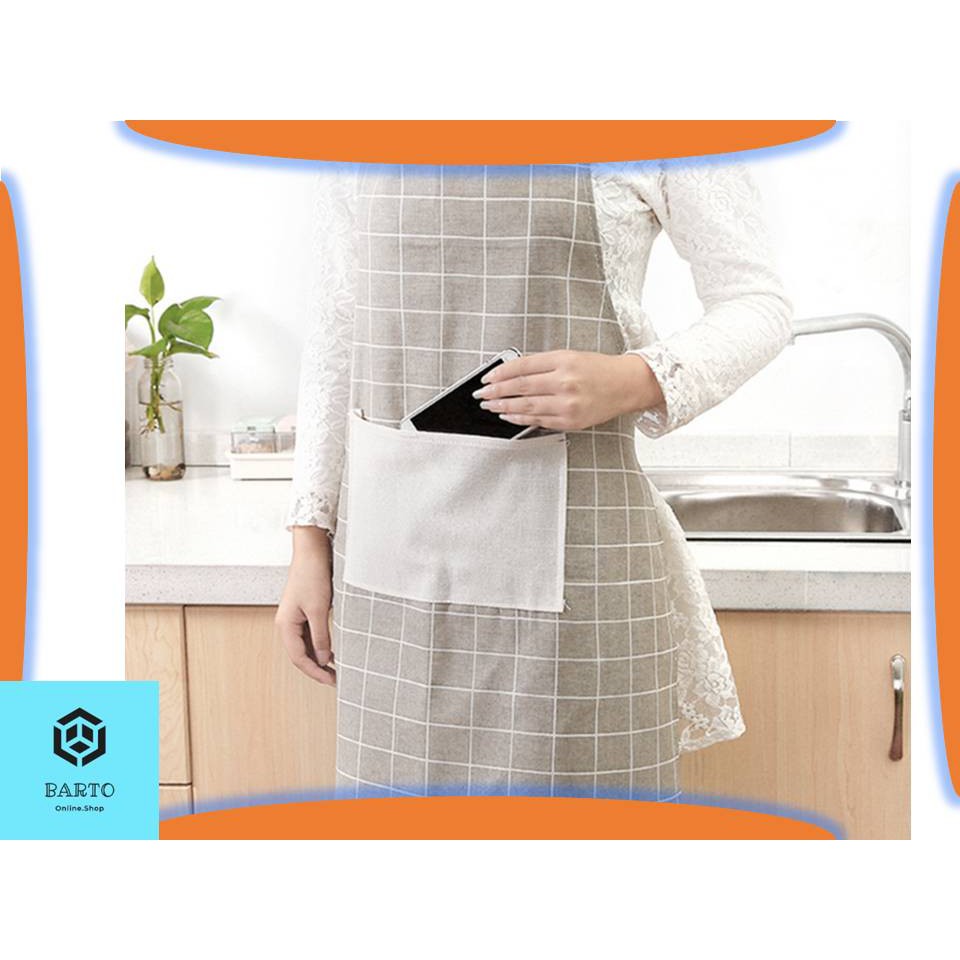 CELEMEK DAPUR KOTAK KOTAK KAIN KATUN APRON |CELEMEK   |  KOTAK KOTAK
