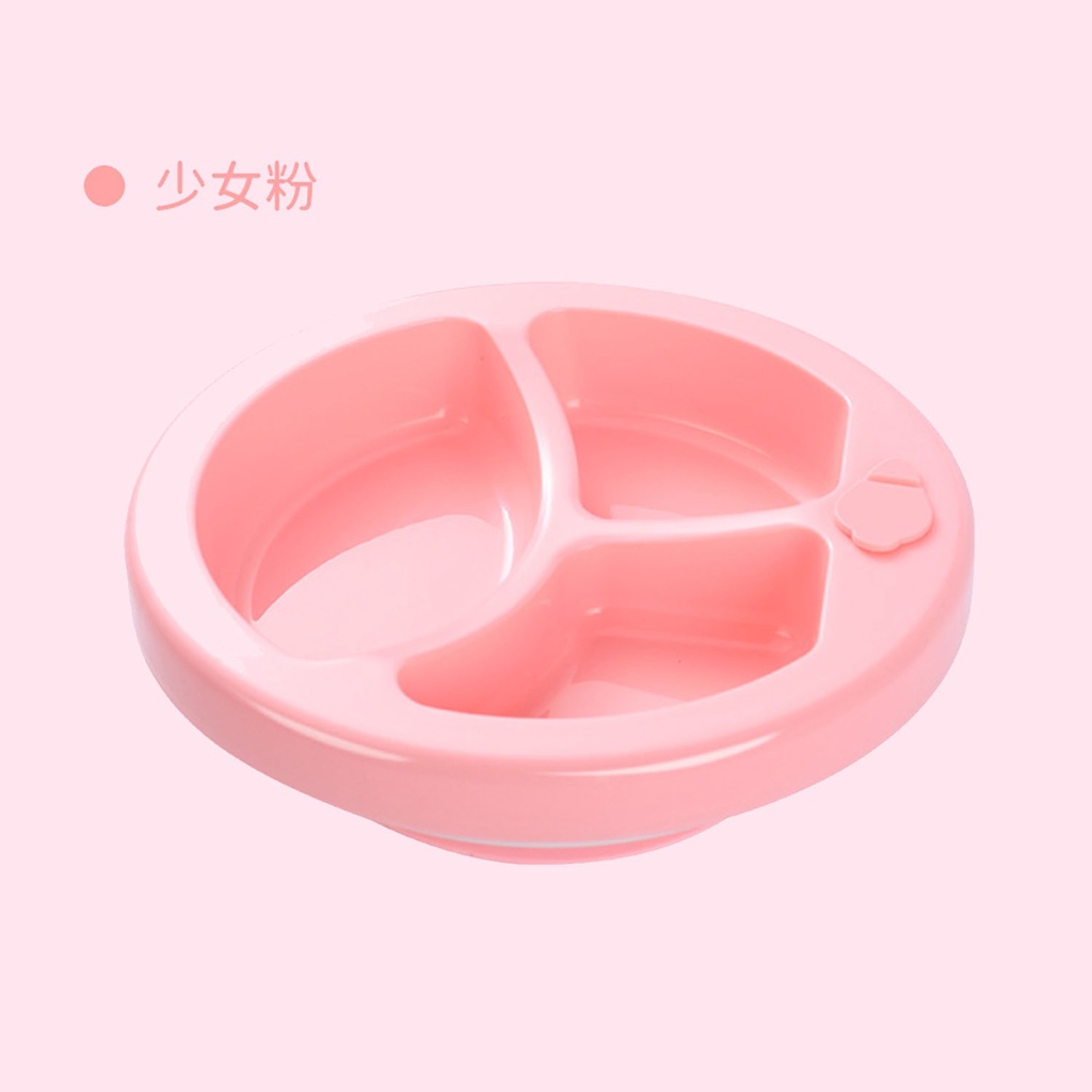 ☀ACCBAYI.ID☀ ACC0034  Piring Menjaga Hangat Makanan / Warming Plate for Baby / Piring Makan Bayi ANTI SLIP-PINK
