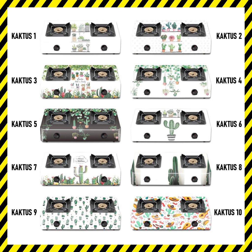 stiker kompor 2 tungku dan sticker 1 tungku motif terbaru   kaktus