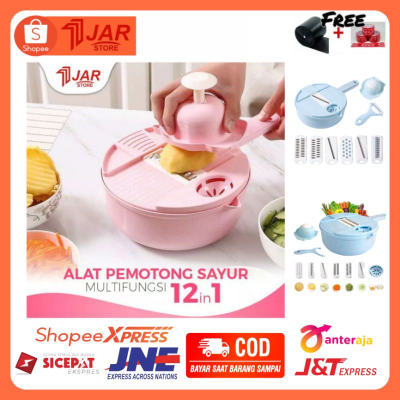 ALAT PEMOTONG SAYUR KENTANG BUAH MULTIFUNGSI 12 IN 1 (JAR-003)