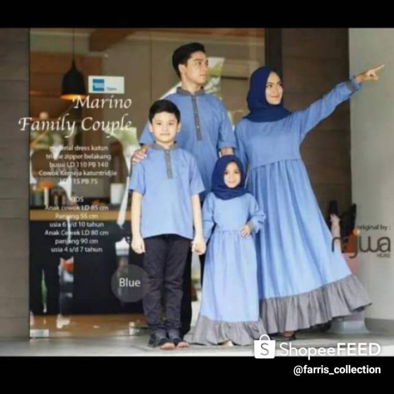 Couple Gamis Zakia sarimbit Couple keluarga murah ayah ibu 2anak