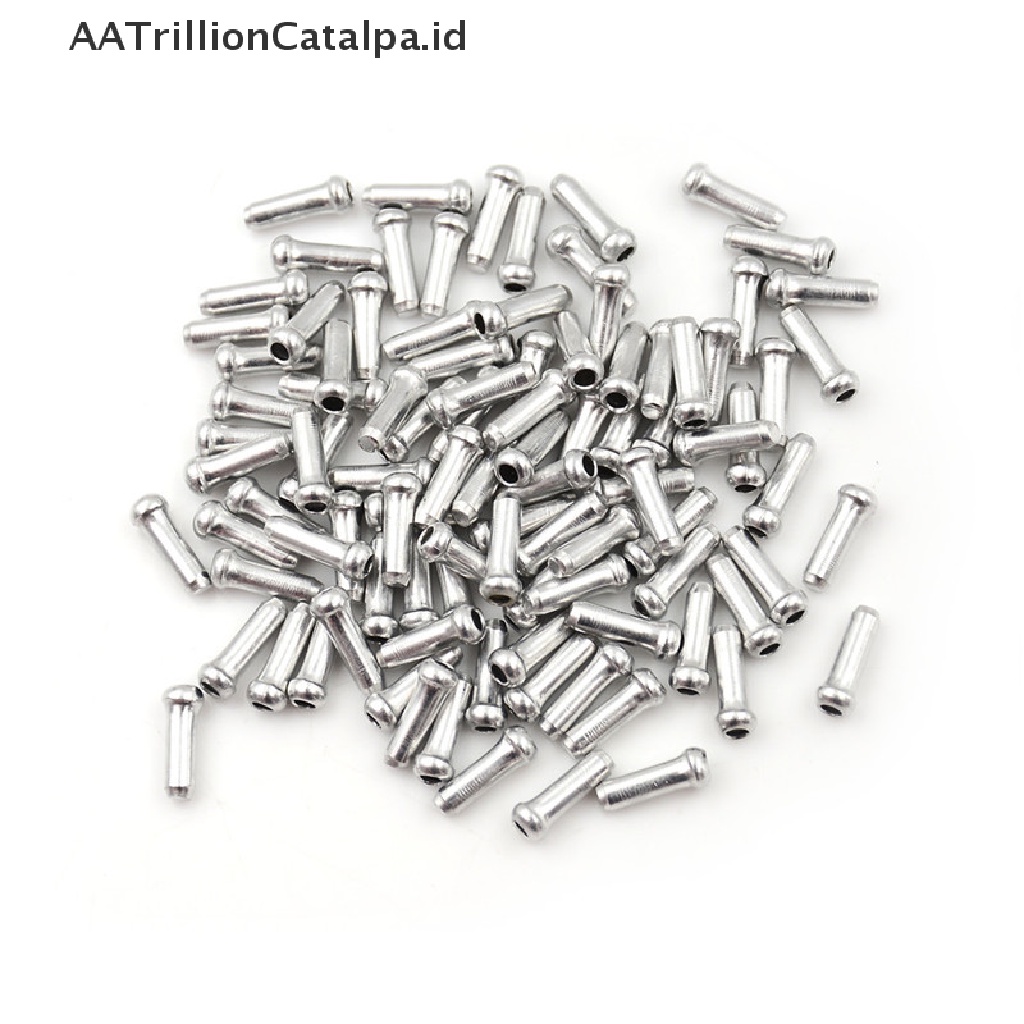 (AATrillionCatalpa) 100pcs Tutup Ujung Kabel Rem Sepeda Bahan Aluminum Warna Silver