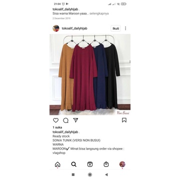 Tunik sonia fixpose warna maroon