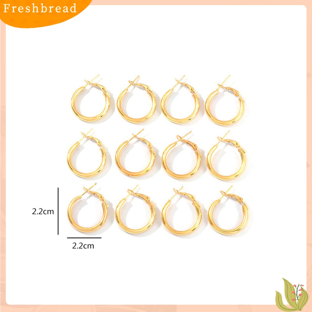 Terlaris 12Pcs/Set Fashion Women Circle Dangle Hoop Earrings Piercing Party Jewelry Gift