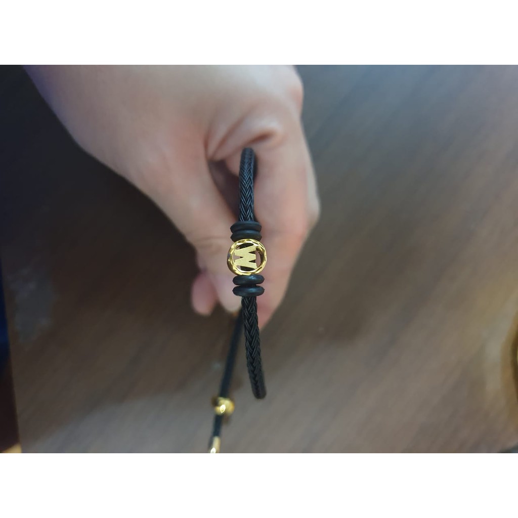 Gelang Tali Inisial Huruf W Bulat Elegant Emas Asli