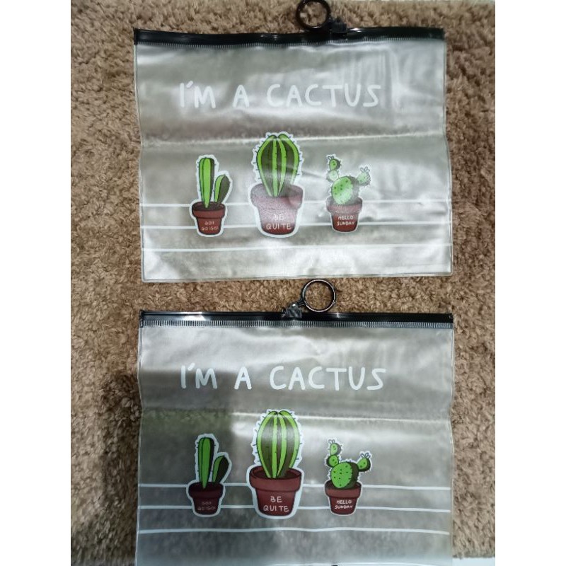 

Zipper bag cactus/tempat pensil transparant