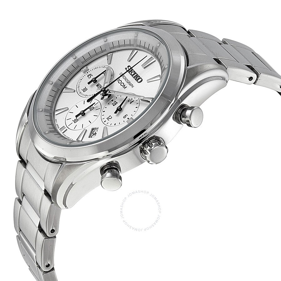 Seiko Quartz SSB085P1 Chronograph Silver White - Jam Tangan Pria SSB085