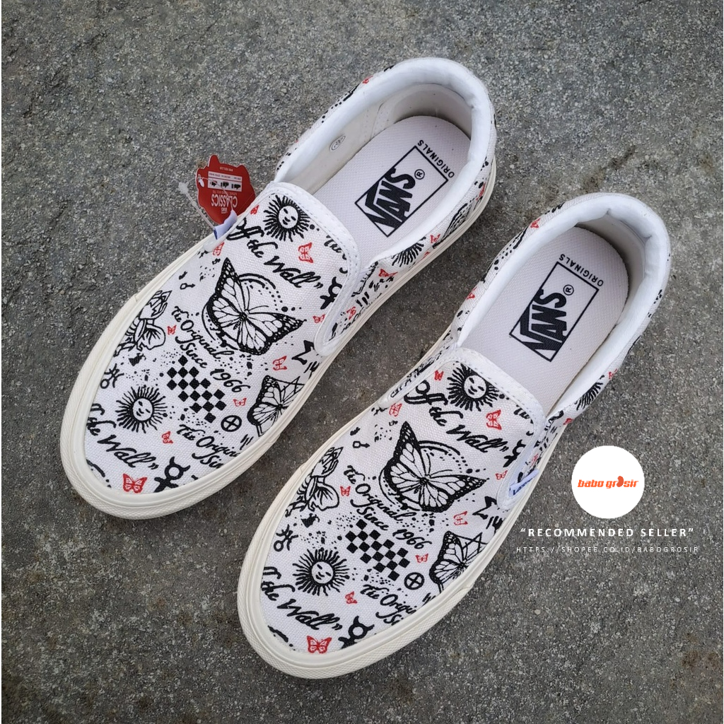 PROMO Sepatu Slip On Wanita, Vans Slip On Motif Unik, Lucu dan Keren, Bahan Kanvas, Waffle DT untuk Ukuran Wanita 36 - 40, Harga Murah, Kualitas Mewah