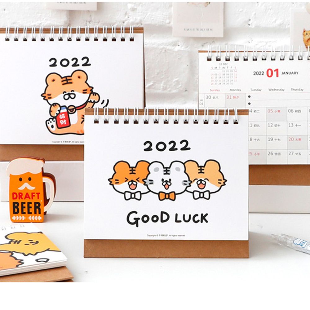 QUINTON Cartoon Desk Calendar 2022 Planner Accessories Table Calendar|Desk Calendar Portable Office Supplies 2022 Mini Desk Calendar Dual Daily Scheduler Table Planner Kawaii Monthly Planner Calendar Planner