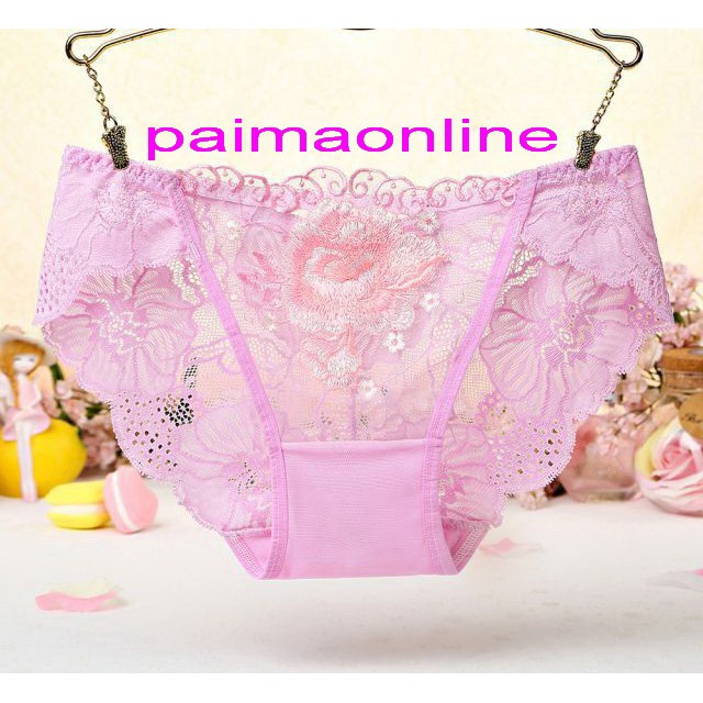 CD Celana Dalam Pink Sexy Transparan Bordir Bunga
