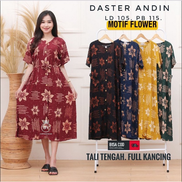 Daster Andin / Daster Rayon Premium Lengan Pendek Busui Full Kancing