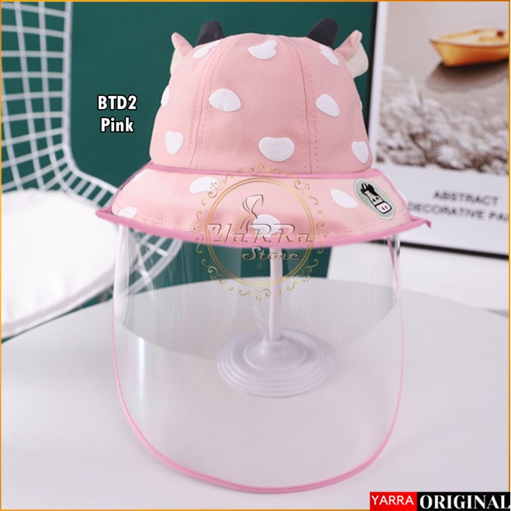 TOPI ANAK BUCKET PEREMPUAN BUCKET LAKI LAKI MOTIF JERAPAH PELINDUNG WAJAH ANTI VIRUS BTA-BTD2-PINK
