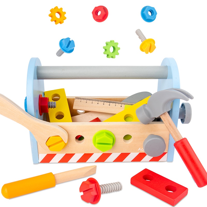 [BIG SALE] wooden tool box toys pretend plays mainan motorik anak