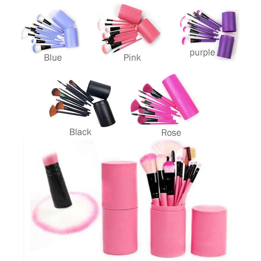 12Pcs Brush MakeUp / Set Brush + Tabung Penyimpan / Set Kuas MakeUp 113