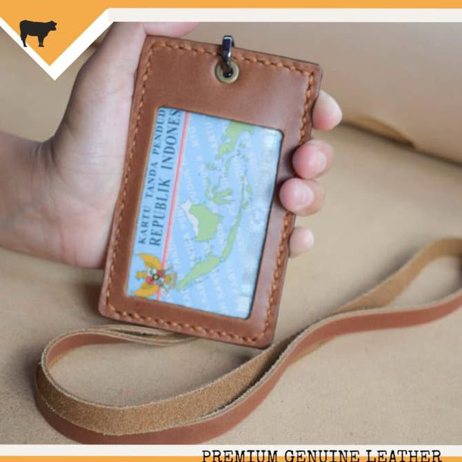 

✨ BISA BAYAR DITEMPAT✨ GANTUNGAN NAME TAG ID CARD PEGAWAI KULIT ASLI HANDMADE WARNA BROWN TAN