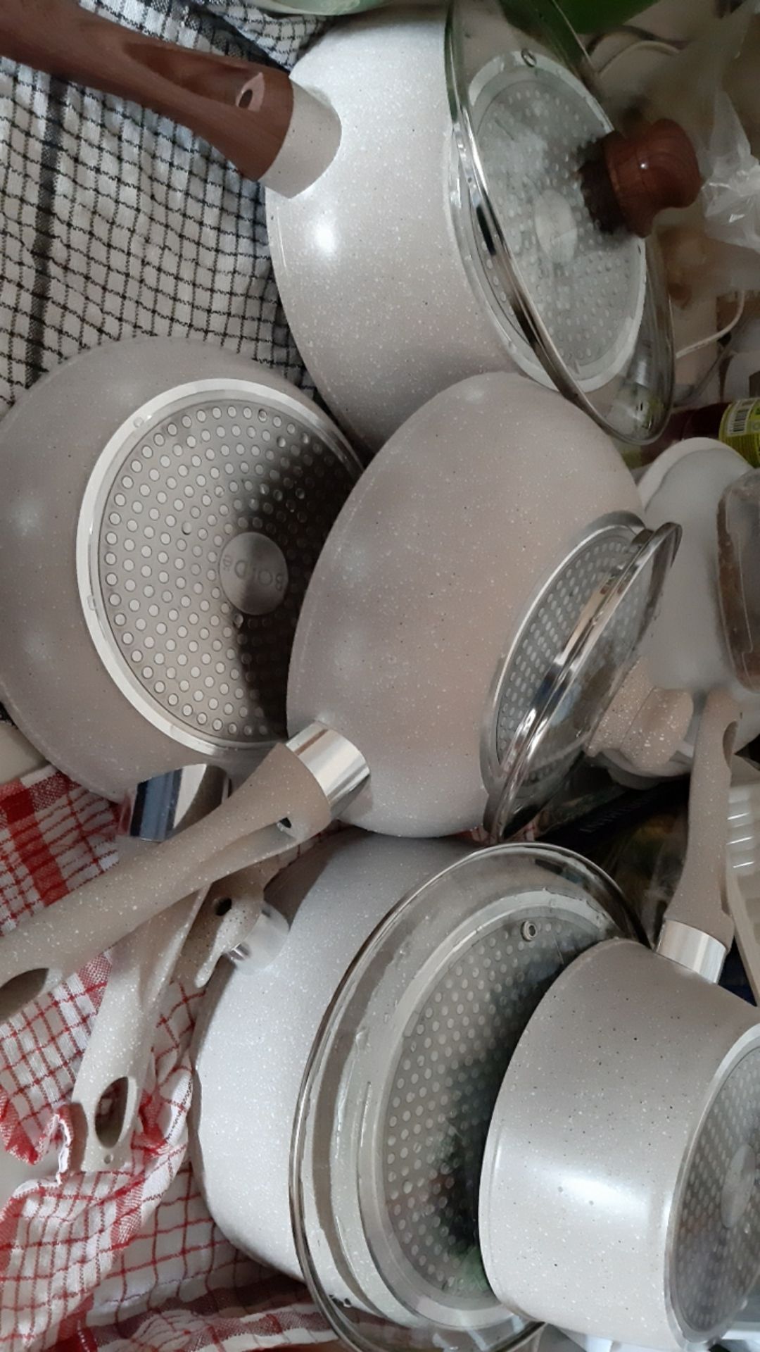 Orisinil - Superpan Beige 3 Set Plus Tutup Kaca - Panci Set Bolde Platinum