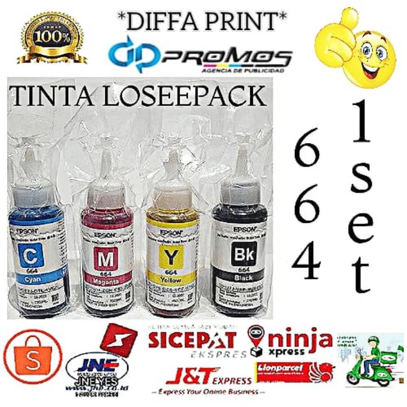 Tinta Lostpack T664 Original  [ Tanpa Kemasan ] 70ml series L100 L110 L120 L200 L210 L220 L300 L310 L350 L355 L360 L365 L380 L385 L405 L485 L550 L555 L565 L655 L1300 L1455