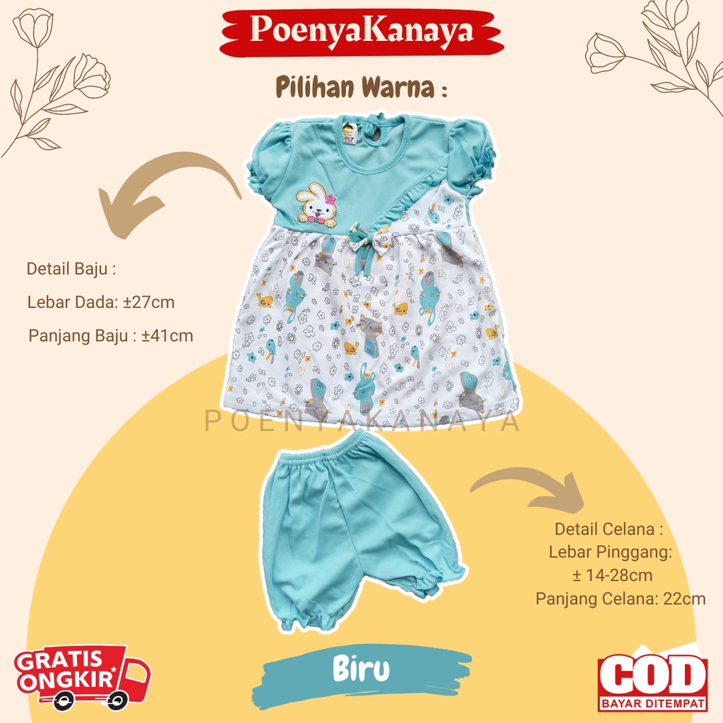 Setelan Rok Pendek Bayi Motif PITA BARU Rifky 3-12 Bulan SDR23