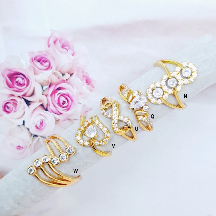 Cincin Xuping Bulat Silang Jaring Lapis Emas Gold Zircon - BR456