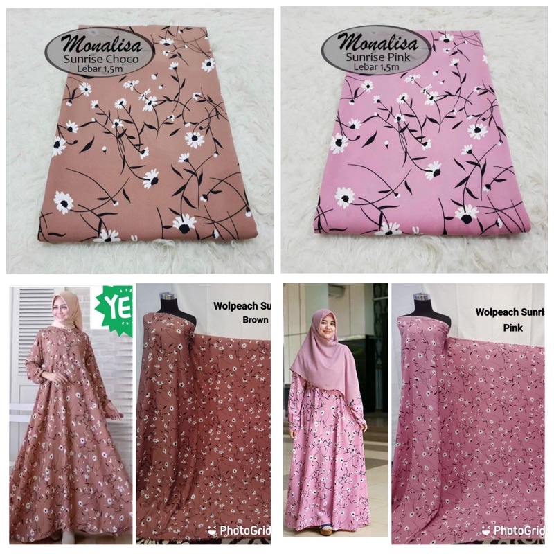 Obral kain Wolfis Monalisa / sunrise / bahan gamis meteran murah / wolpeachc