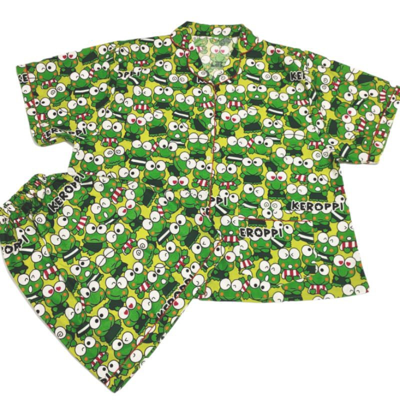 PIYAMA JUMBO CELANA PENDEK WANITA LD 130 120 SET BAJU TIDUR CEWEK DEWASA SETELAN KATUN KARAKTER-KEROPI