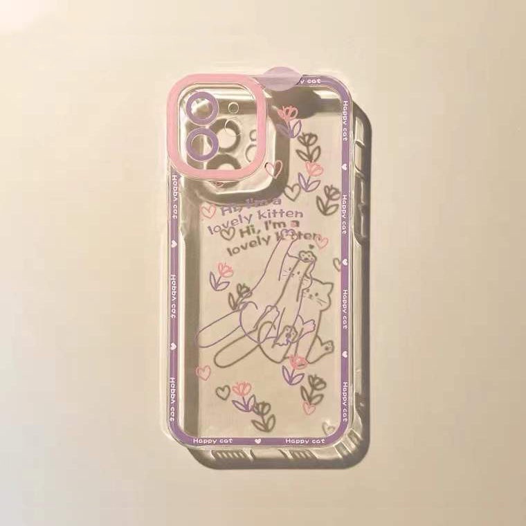 Soft Case TPU Transparan Motif Kucing Untuk Iphone 14 13 Pro Max 12 11 XS XR X 8 7 6 Plus Mini SE 2020