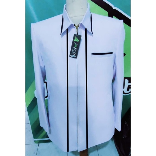 Jasket pria dewasa putih,Jasket seragaman,Jasket guru,jasket Santri.Jasket santai.Jasket formal