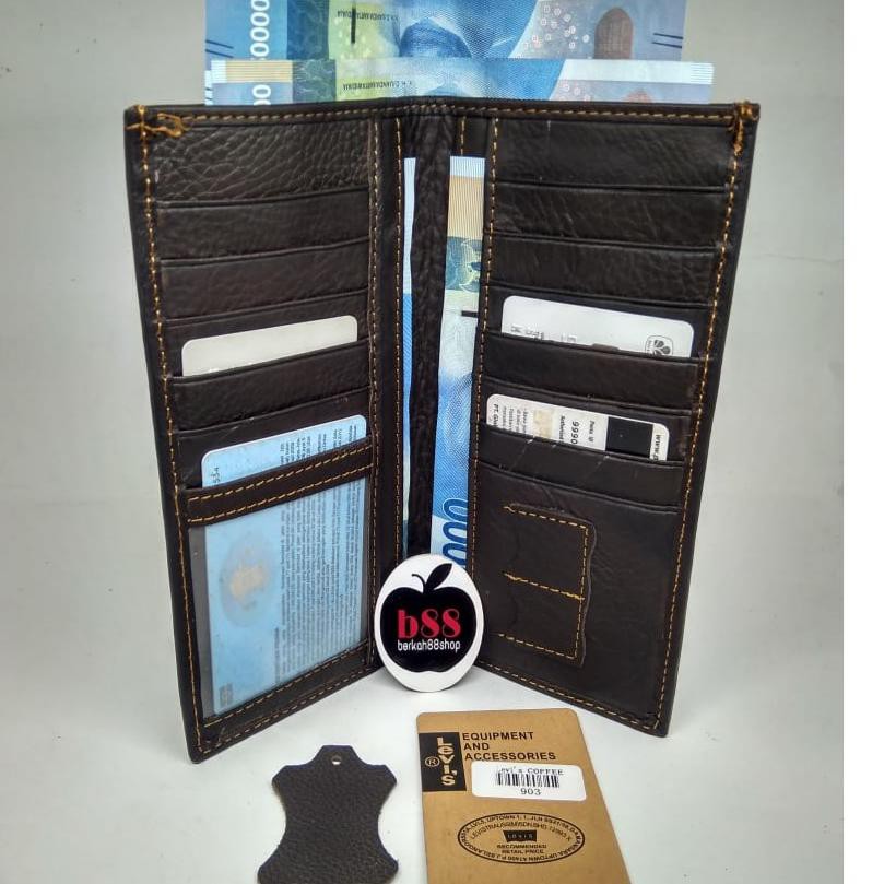 TERBAIK Dompet Kulit Asli Panjang  Levis 903  / Dompet Panjang Pria Lipat Murah ★★★
