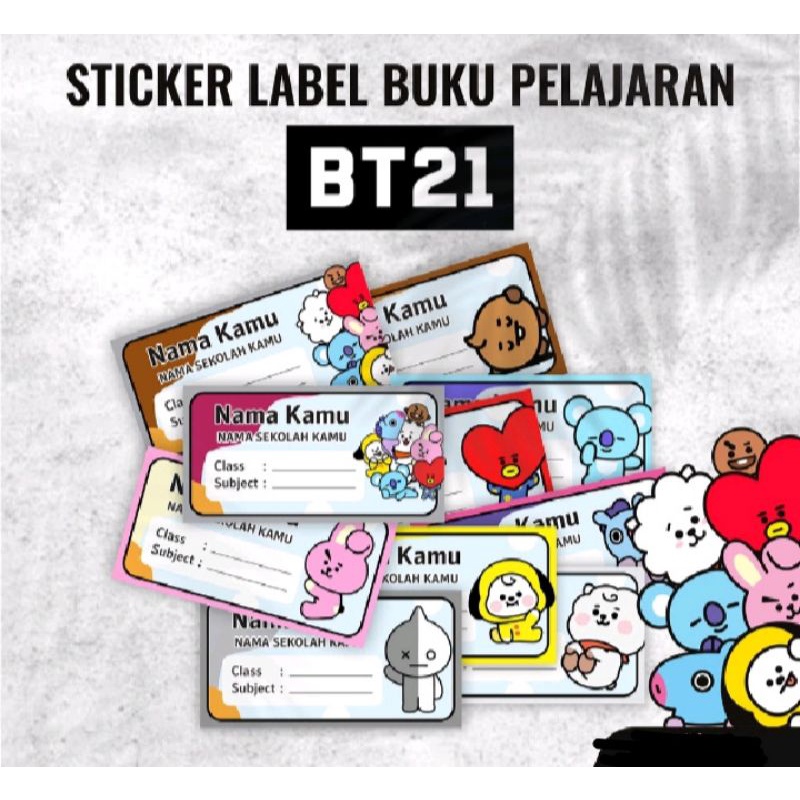 

Sticker Label Buku Pelajaran Custom Nama+Sekolah Motif BT21