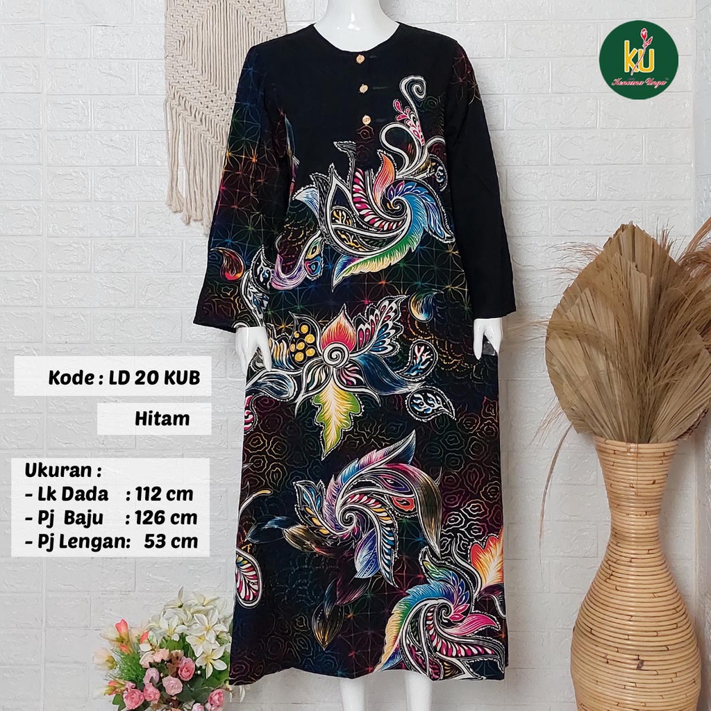 COD LD 20 KUB | DASTER PANJANG KENCANA UNGU ASLI LABEL BIRU | LongDress Wanita Lengan Panjang Busui ini-Hitam K