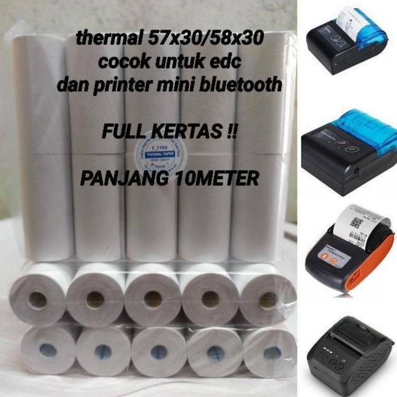 

Kertas Struk Thermal Paper Rol 57X30 58X30 Termal Edc Thermal Printer Mini Bluetooth