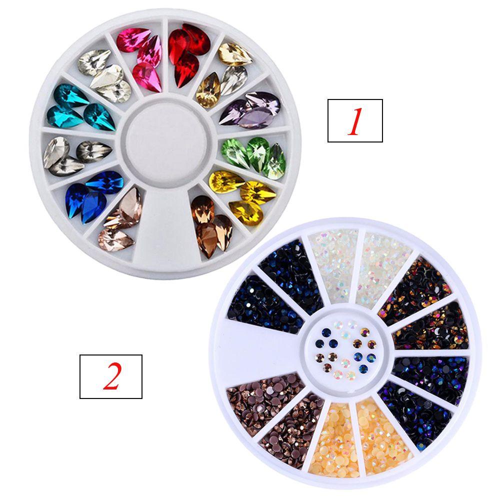 Top Nail Rhinestones Kuku Kecantikan Warna-Warni Diy Tips Glitters In Wheel