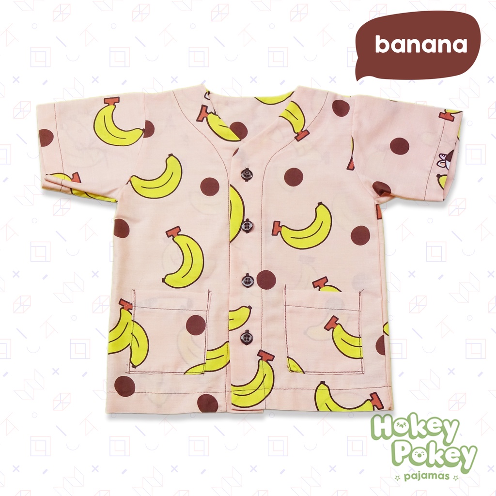 Setelan Baju Tidur Piyama Anak Tanpa Kerah Motif Banana