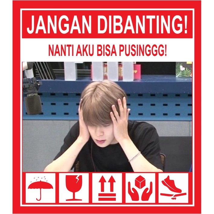 STIKER FRAGILE KPOP LUCU KOREA STIKER JANGAN DIBANTING-V