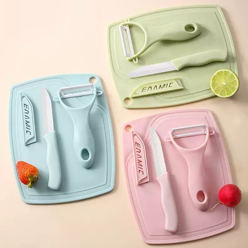 Pisau Dapur Set 3 in 1 Pisau Telenan Peeler Buah Knife Set 3in 1 Knife Fruit Peeler Cutting Board