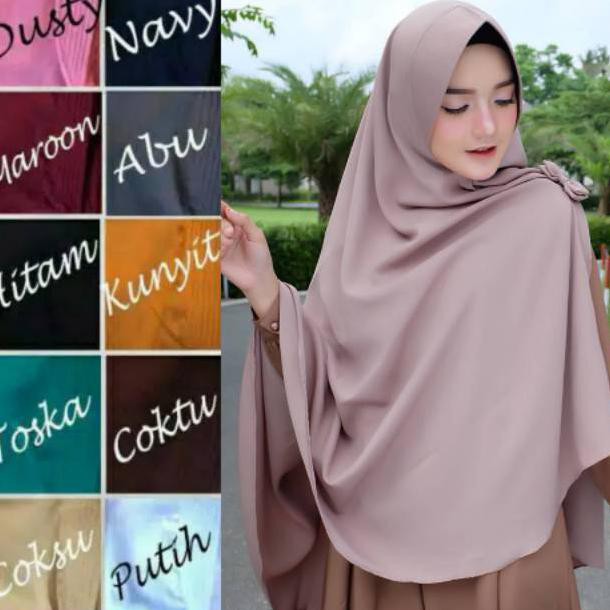 HITS JILBAB INSTAN KHIMAR JUMBO BELAH TENGAH KUPU / KHIMAR PET JUMBO BELAH PITA KUPU HIJAB SYARI