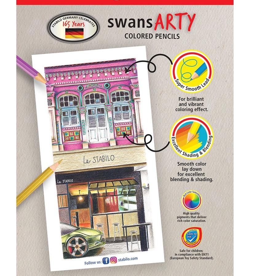 

Tren Kekinian.. STABILO swans ARTY Colored Pencils 24 pcs / Pensil Warna isi 24 pcs