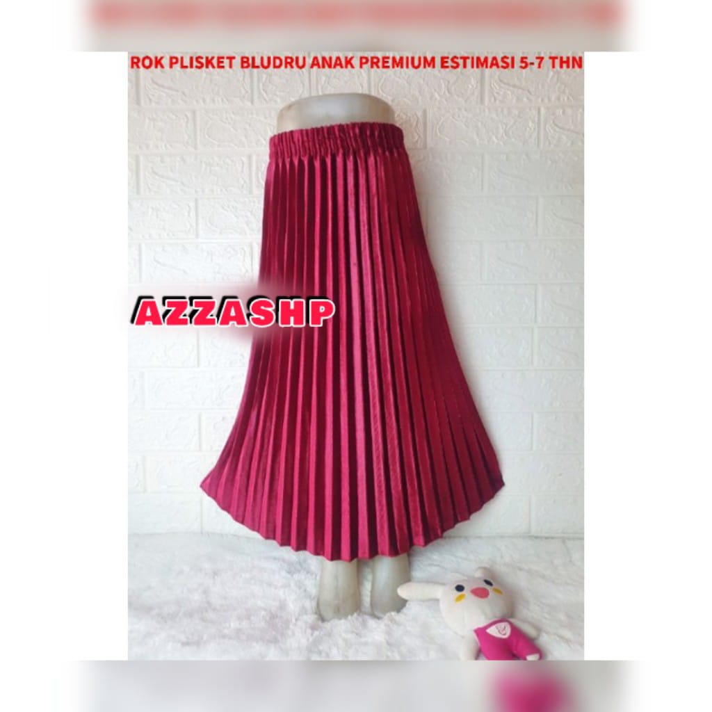 Rok Plisket Bludru Anak Premium Usia 1-7 Tahun