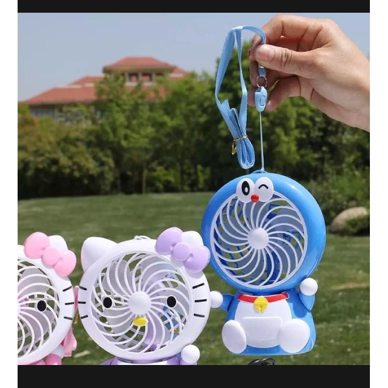 Kipas angin mini duduk portable led karakter