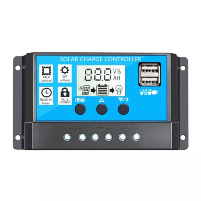 Solar Charge PWM Auto Controller 12v 24v LCD Dual Port usb Panel Surya