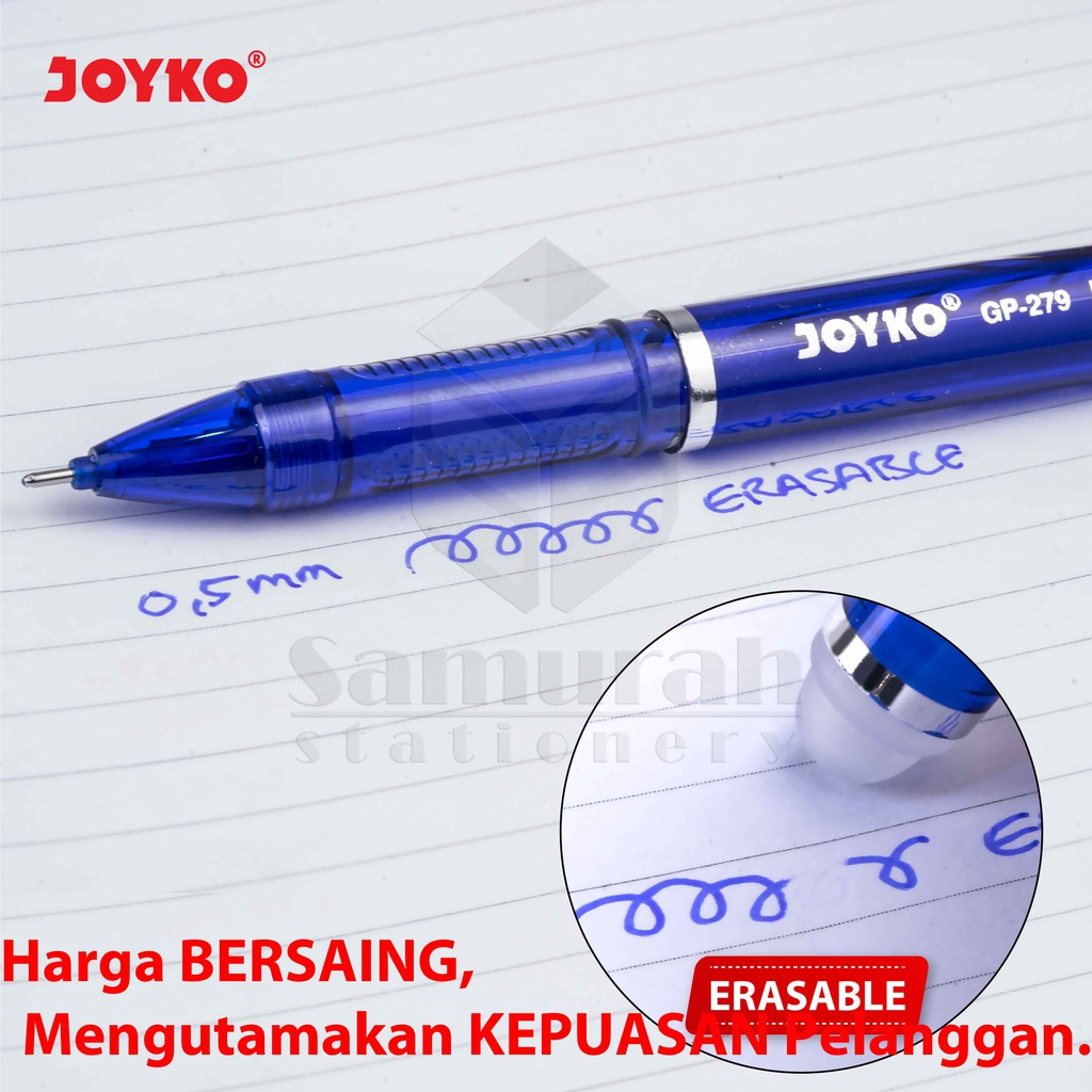 

H7Y Erasable Gel Pen Joyko Shokyo GP 279 / Pulpen Cabut GelPen Shokyo GP-279 0.5 mm Bisa Dihapus