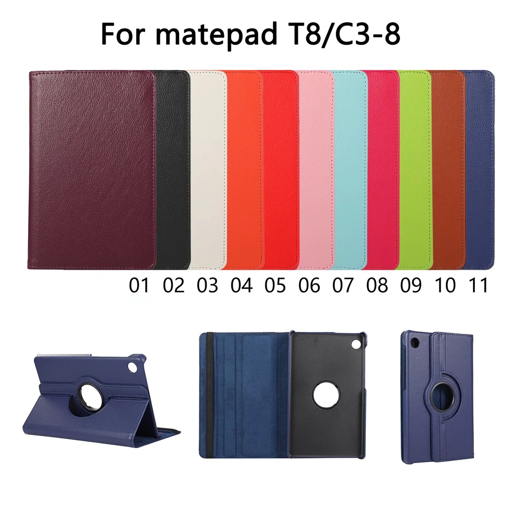 Untuk Huawei MatePad T8 8.0 &quot;2020 Kobe2-L09 L03 KOB2-L09 W09 360° Rotating Tablet Leather Case MatePad T 8 8.0 inch Lipat Folio Flip Stand Protection Cover