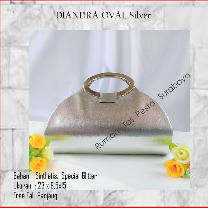 Tas Elegant,Tas Lucu,Tas Murah,DIANDRA OVAL SILVER
