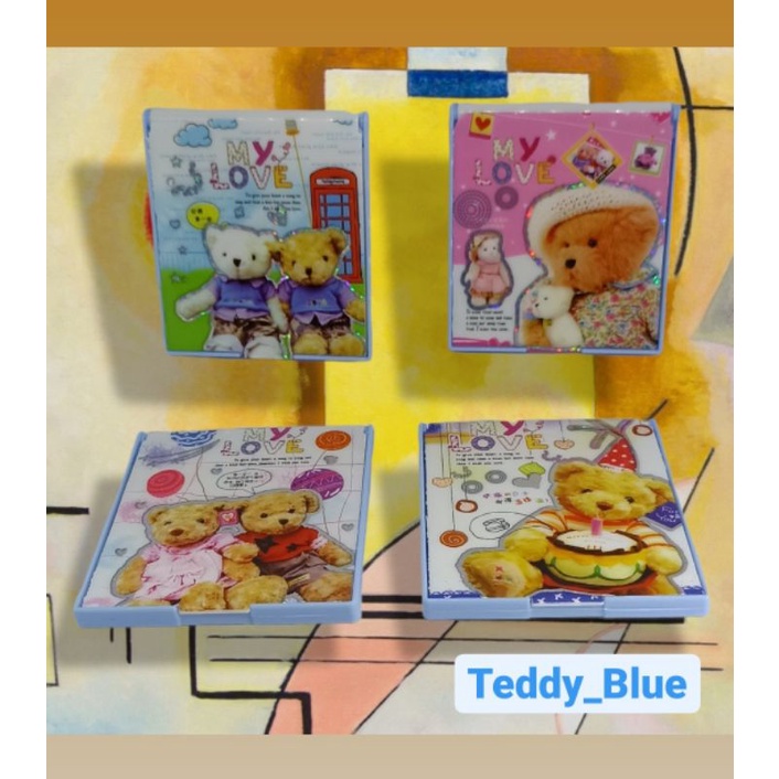 Cermin Saku Karakter Teddy / Cermin Lipat Portable / Cermin Praktis