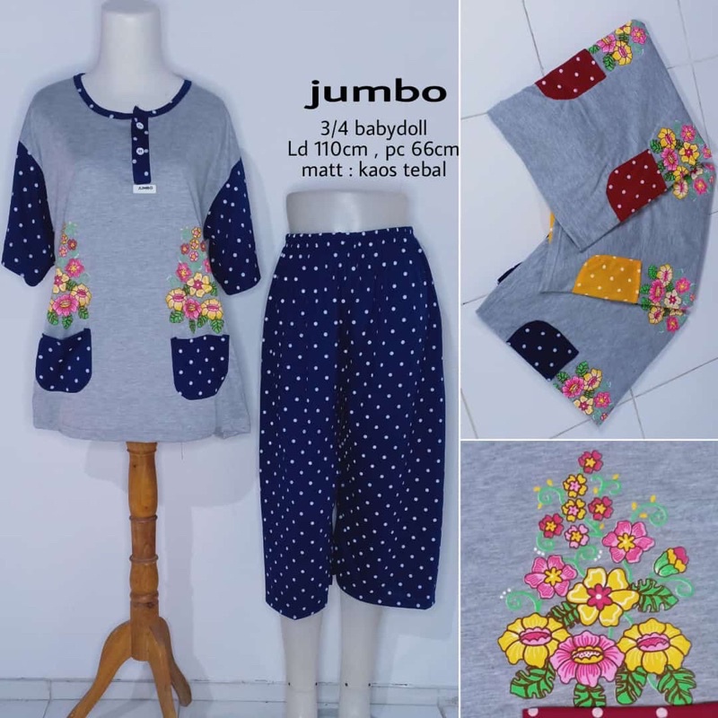 babydoll jumbo/baju tidur/bahan kaos/setelan