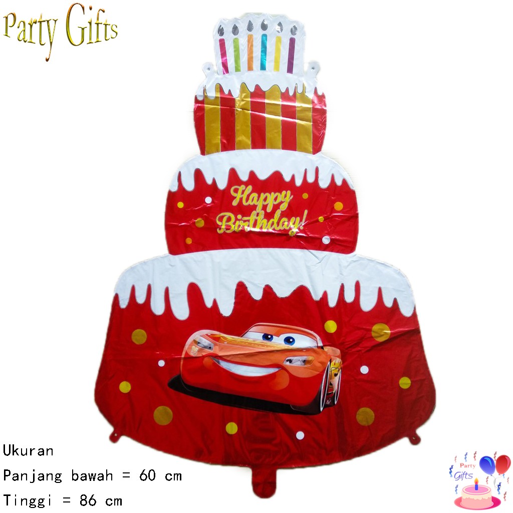 Balon Kue Ulang Tahun Cake Happy Birthday Lightning McQueen Cars Mobil Kartun Merah Shopee Indonesia