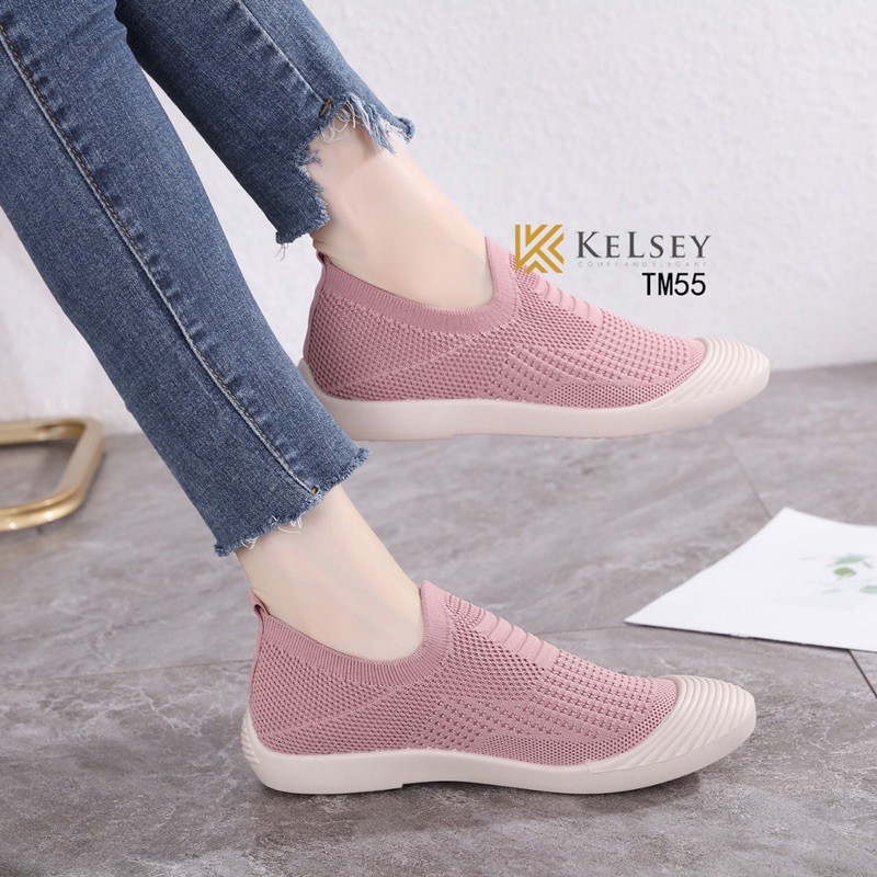 (GRATIS ALAS KAKI) RESTOCK!!  NICOLE SEPATU SLIP ON KELSEY TM55 SEPATU FLYKNIT SHOES FLAT SEPATU WANITA IMPORT