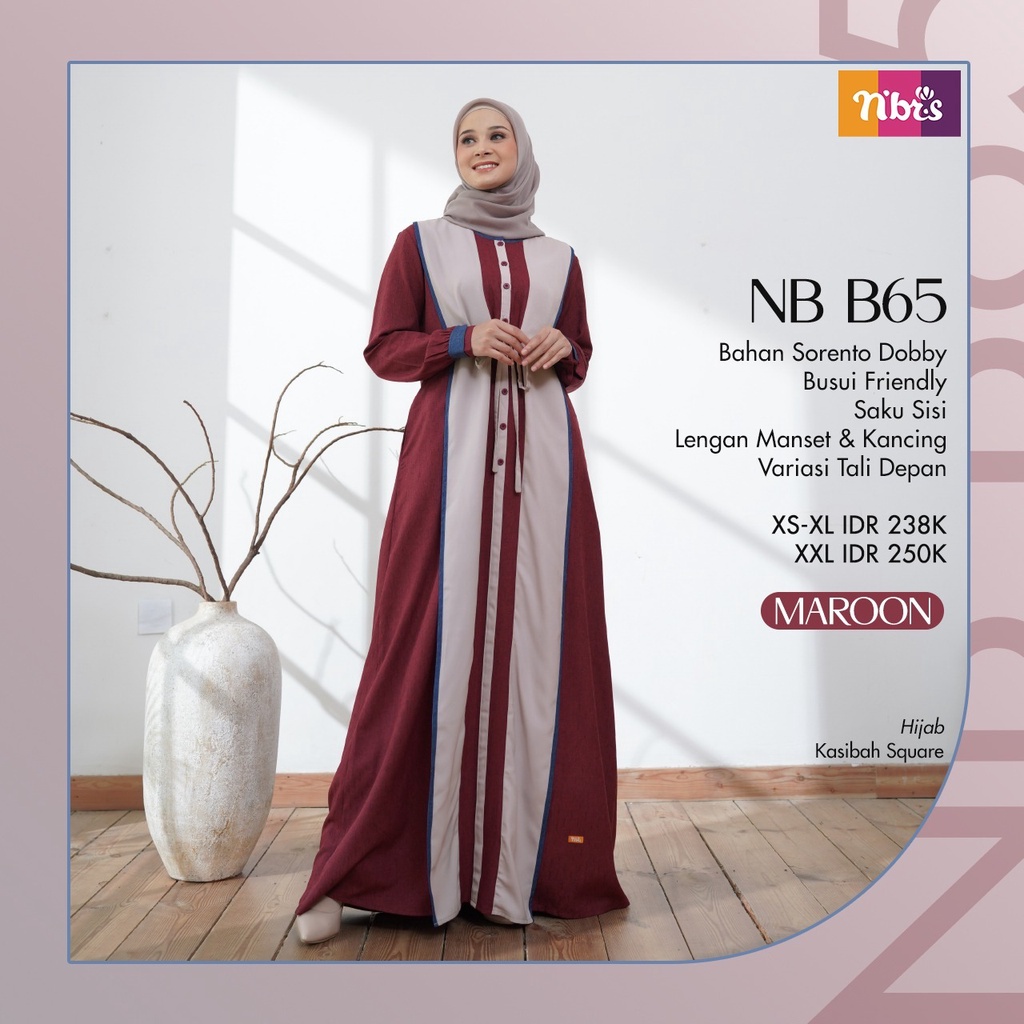 Nibras NB B65 Gamis Polos  Simple Bahan Sorento Dobby Jubah Muslim Masakini Formal OOTD