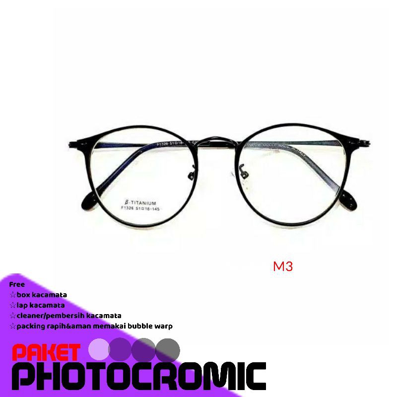 kacamata photocromic termurah kode1326 size 51□18-145 ada buat antiradiasi normal,minus,plus,cyl